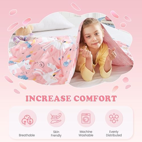 Weighted Blanket - 2 lbs Cooling Pink Unicorn Heavy Blanket, 36"x48", Small Size Breathable Lap Blanket for Hot Sleepers - Image 3