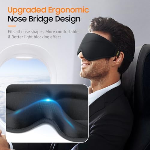 BeHoomi Sleep Mask, 2 Packs Premium Eye Mask for Sleeping, Total Blackout, Superior Soft Comfort, Upgraded 3D Ergonomic Designed Sleeping Mask for Home, Office, Travel, Meditation, Black & Purple - Image 5