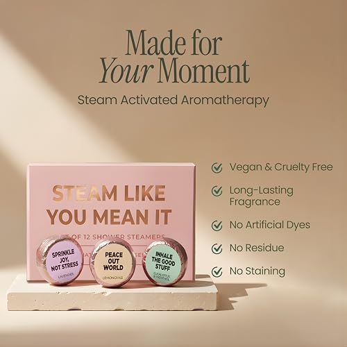 MESMOS Shower Steamers Aromatherapy 6pack Gift Set, Self Care Gifts for Women, Essential Oil Shower Bombs, Spa Stress Relief Birthday Kit. Lavender Eucalyptus Menthol Rose Citrus Grapefruit Lemongrass - Image 6