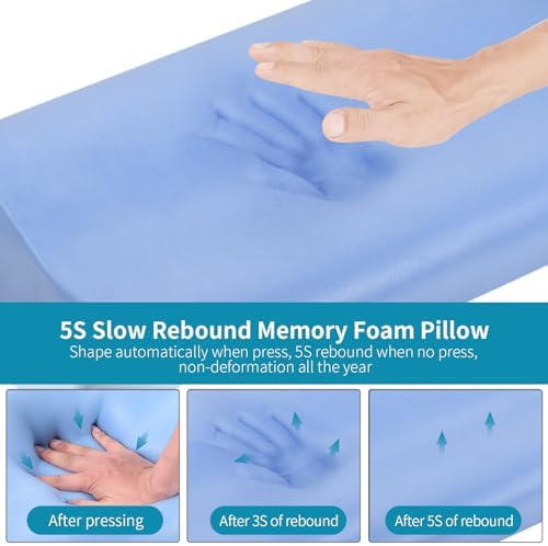 Neck Pillow Contour Memory Foam Pillows for Pain Relief Bed Pillow for Sleeping, Ergonomic Pillow for Neck and Shoulder Pain, Orthopedic Cervical Pillow for Side Back Stomach Sleeper(White&Blue) - Image 3