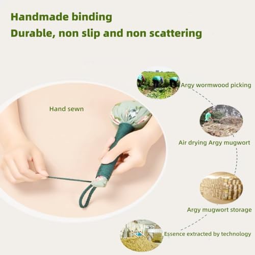 2PCS Long Size Lymphatic Drainage Hammer,Wormwood Herbal Massage Hammer,Manual Body Massage Hammer, Back Knock Long Handheld Massage Hammer for Back Pain Relief Green 12.5IN - Image 3