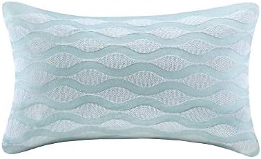 Harbor House Modern Design Decorative Pillow Hypoallergenic Sofa Cushion Lumbar, Back Support, Oblong 12" x 20", Maya Bay, Cotton Blue by HarborHouse