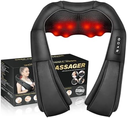 Neck Massager with Heat Deep Tissue Electric 3D Kneading by WERTYI