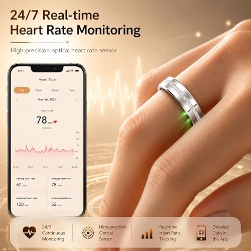 Smart Fitness Ring for Women Diamond Ring Activity Tracker Heart Rate Monitor Sleep Tracker Smart Rings Pedometer Step Counter Calorie Counter Exercise Ladies Rings for Women - Image 3