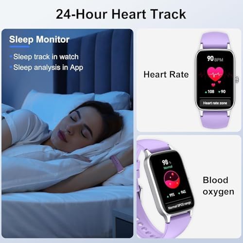 Smart Watch for Men Women, 1.57" Smartwatch (Answer/Make Call) , Fitness Tracker with 110+ Sport Modes, Heart Rate/Sleep Monitor, IP68 Waterproof, Bluetooth Calls, Smartwatches for Android iOS Purple - Image 3