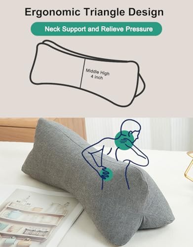 Buckwheat Pillow Neck Roll Bolster, Buckwheat Hulls Filling Neck Support Pillows, Adjustable Firmness Neck Pain Relief for Back Sleepers, Breathable Comfortable Covers, Grey 15 X 5 Inches - Image 3