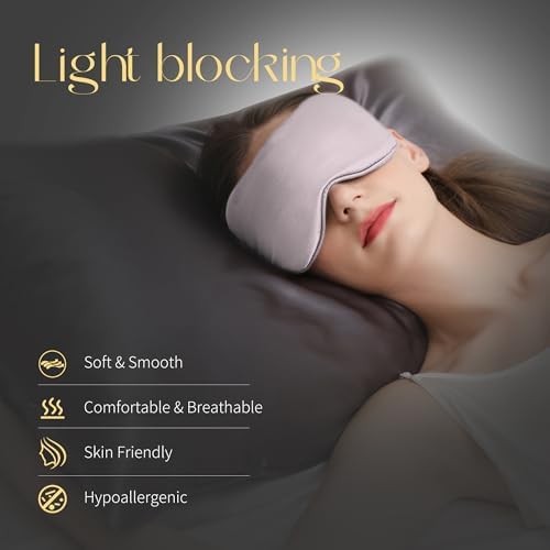 ZIMASILK 100% 22 Momme Pure Mulberry Silk Sleep Mask,Filled with 100% Mulberry Silk,Silk Wrapping Strap- Super Soft & Comfortable Sleep Eye Mask for Sleeping (Light Plum) - Image 3