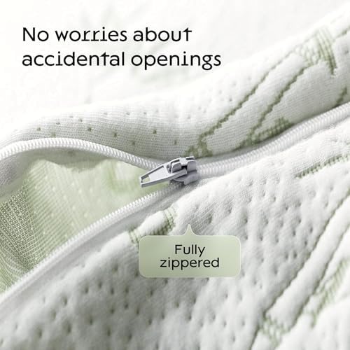 100% Waterproof Pillow Protectors Queen 20x30 Pair Zippered Pillow Case, Pillow Cover, Guaranteed Noiseless Pad, Ultra Plush Absorbent (Viscose Made from Bamboo), Green 2 Pack - Image 5