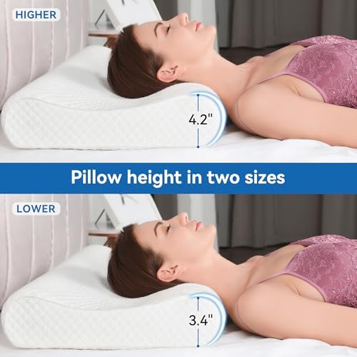 AM AEROMAX Contour Memory Foam Cervical Pillow for Neck Pain Relief, White - Image 2