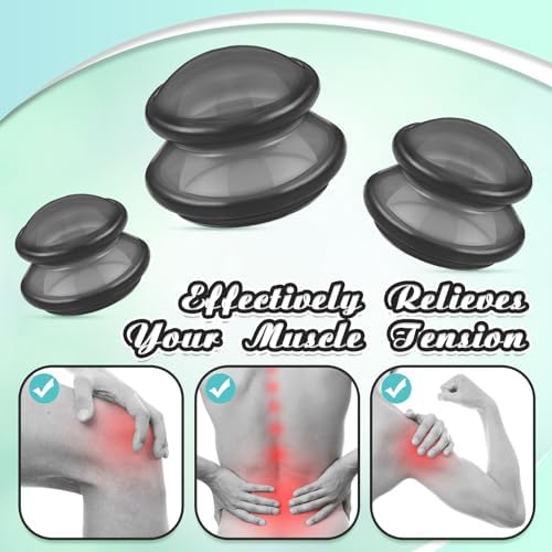 TrelaCo 6 Pcs Silicone Cupping Kit for Massage Therapy,Clear Black - Image 3