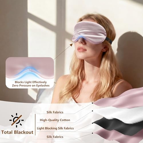 Sleep Mask Silk Eye Mask for Men Sleeping Mask, Adjustable Elastic Strap for Night Shading Sleep Mask, Soft and Comfortable for Both Men and Women(Pink​) - Image 3