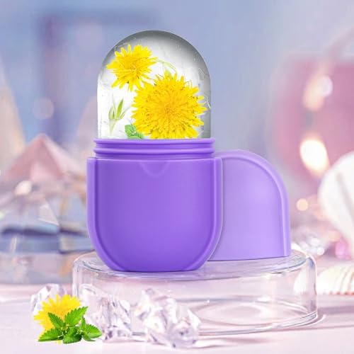 Ice Roller for Face and Eye, Facial Beauty Ice Roller Skin Care Tools, Ice Facial Cube, Gua Sha Face Massage, Silicone Ice Mold y (Purple) - Image 2