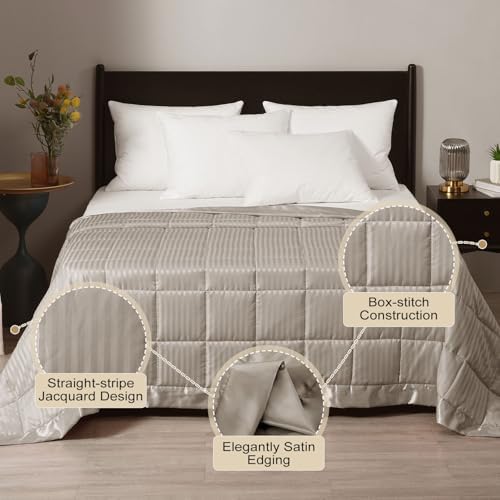 downluxe Weighted Blanket Queen Size, 15 lb Weighted Blanket with Glass Beads for All Season, Machine Washable Heavy Blanket (Sand, 90 X 90 Inch) - Image 2