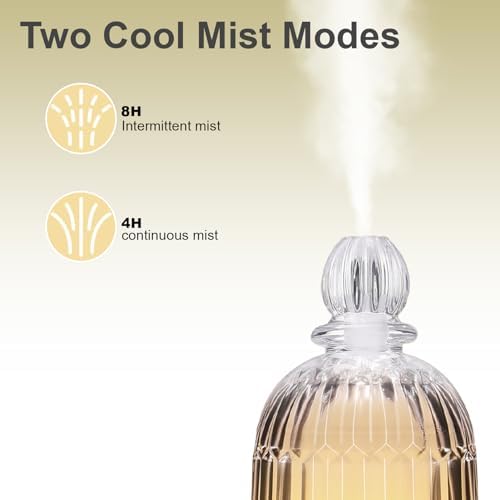 120ml Glass Essential Oil Diffuser, Ultrasonic Aroma Diffuser Glass Cover & Plastic Reservoir with Auto Shut-Off, 7 Colors LED Light for Home, Bedroom, Office, Yoga(White Base) - Image 4