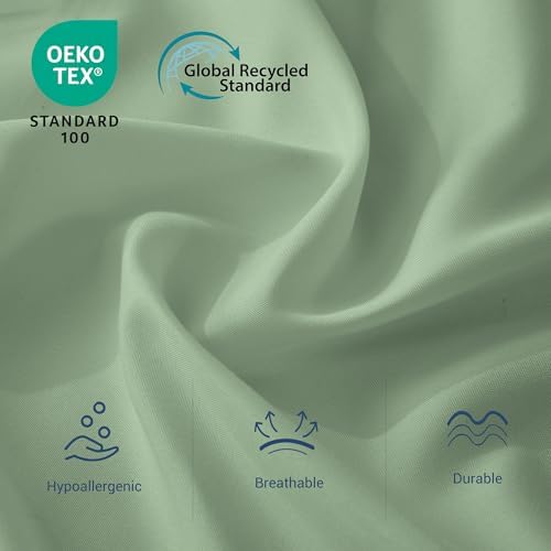 Queen Flat Sheet Only, 1 Pack Top Bed Sheets, Soft Breathable Brushed Microfiber Color-Coded Label Threads, (90"x102",Sage Green) - Image 2