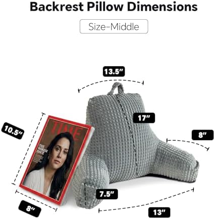 Sit Up Pillow for Reading Nook,Compact Backrest for Teens,Gray Flannel,M - Image 5
