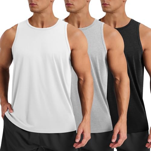 BOOJO 3 Pack Tank Tops Men - Summer Quick Dry Moisture Wicking Workout Muscle Sleeveless Shirts for Gym Beach Running by BOOJO