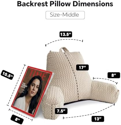 Sit Up Pillow for Reading Nook,Backrest for Teens,White Corduroy,M - Image 5