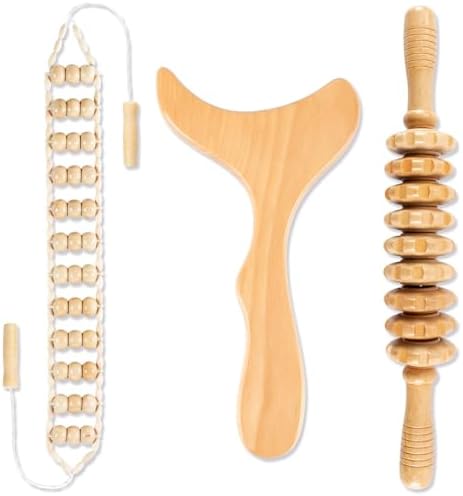 KintKita 3 in 1 Wood Therapy Massage Tool,Wooden Lymphatic Drainage Massager Maderoterapia Kit Professional Body Cellulite Massager for Body Sculpting,Contouring,Relief Muscle,Anti-Cellulite by KintKita