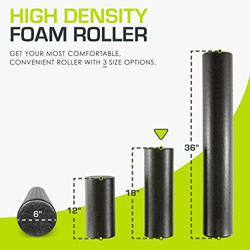 ProsourceFit High Density Foam Rollers 18 - inches long, Firm Full Body Athletic Massage Tool for Back Stretching, Yoga, Pilates, Post Workout Muscle Recuperation, Black - Image 2