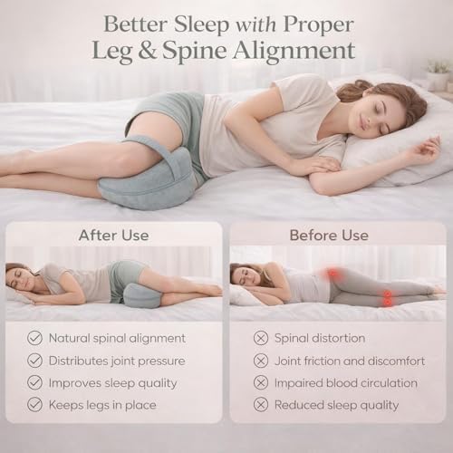 2026 Upgraded Leg Pillow for Side Sleeping with Strap, Knee Pillow Between Legs for Nighttime Sleep, Sciatica Support for Lower Back, Knees, Joints & Spine, Post-Surgery Alignment Pillow - Image 5