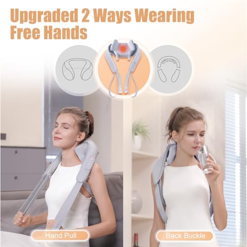 MASGRE Shiatsu Neck and Shoulder Massager, Cordless Back Massager with Heat - Image 2