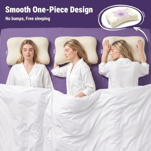 ZZ-WELL Neck Pillow for Sleeping - Side Sleeper Pillow with Cooling Pillowcase - High Density Memory Foam Pillows for Broad Shoulders Adults - Heavy & Thick Bed Pillows, Standard Size (Beige) - Image 4