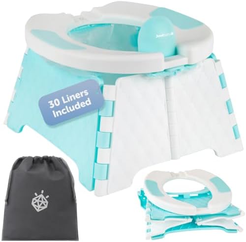 Jool Baby Portable Potty Training Chair with Travel Bag and 30 Liners, Foldable, Indoor/Outdoor Use, Camping (Aqua) by Unknown