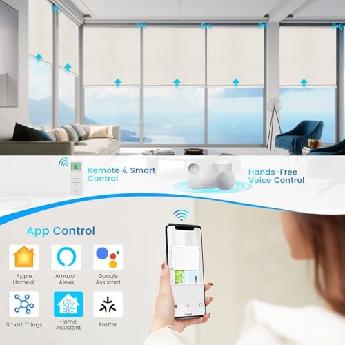 Motorized 100% Blackout Roller Shades – Custom Smart Blinds with Remote Control, Rechargeable Battery or Plug-in Motor, Tuya WiFi Optional, Home & Office Automatic Window Shades (Khaki/CH9392) - Image 2