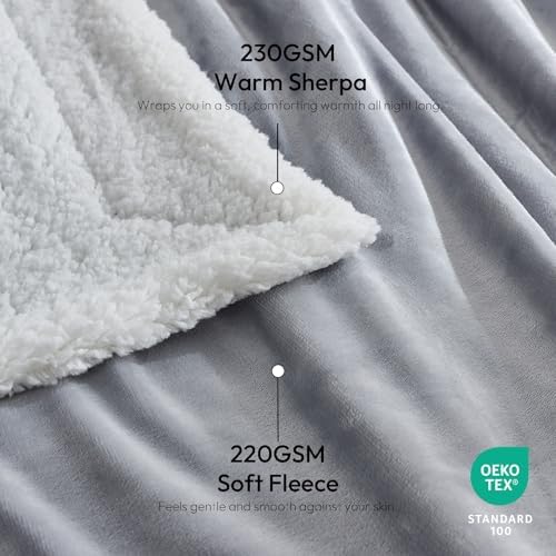 NANPIPER Sherpa Blanket Twin Thick Warm Blankets for Winter Bed Super Soft Fuzzy Flannel Fleece/Wool Like Reversible Velvet Plush Fabric(Light Grey Twin Size 60"x80") - Image 4
