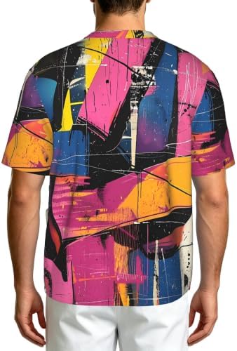 Men's Scrub Top,V-Neck Spill Wrinkle Resistant,3 Pockets-Graffiti Street Art (1) - Image 2