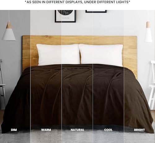 Utopia Bedding Brown 100% Cotton Blanket [Twin Size - 90x72 Inch] 350GSM Lightweight, Soft and Breathable Thermal Blanket for All Seasons - Image 3