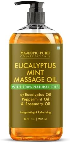 Majestic Pure Eucalyptus Mint Massage Oil, Cooling Blend, 8 Fl Oz by BeautyandPersonalCare