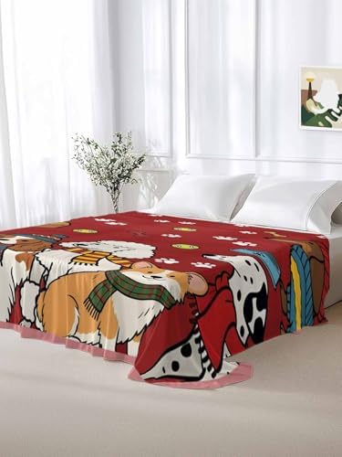 California King Flat Sheet Scarf Dog Flat Sheets Only Soft Breathable Microfiber Bedding Top Sheets Hotel Quality Puppy Animal Paw Print Tennis Ball Red Cal King Bed Sheet for Bedroom Dorm Decor - Image 6
