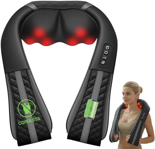 Cordless Neck Massager With Heat, Deep Tissue Shoulder & Back Massager by Snailax