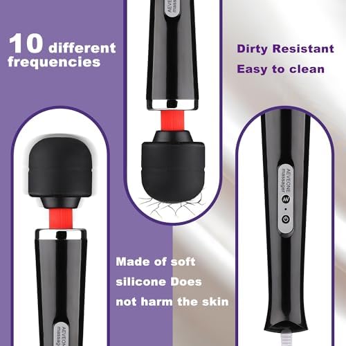 AEVEONE Wired Powerful Handheld Wand Massager, Strong Personal Vibration Massage for Sports Recovery, Back Muscle Aches, Whole Body Pain (Black) - Image 6