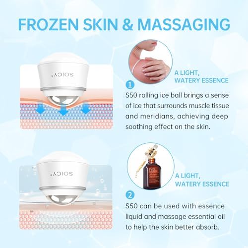 Ice Roller for Face and Eyes Body, Facial Ice Roller 360° Rotating Stainless Steel Ball Face Massager Fitness Cryosphere for Reduces Puffiness, Redness and Pain, Beauty Skin Care Tools - Image 5