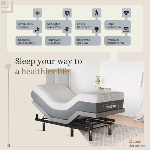 Sven & Son Classic Adjustable Bed Base, Head and Foot Lift, Massage, Under-Bed Lights, USB, Gel Memory, Zero Gravity Smart Frame - Twin XL + 10 inch Memory Foam Matt (Firm) - Image 3