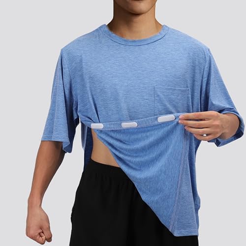 Unisex Post Shoulder Surgery Shirts Recovery Tear Away Short Sleeve Chemo Clothing with Stick On Fasteners, Convenient - Image 2