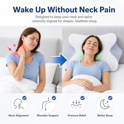 Cervical Neck Pillow for Neck Pain Relief, Cooling Memory Foam Pillow - Image 6