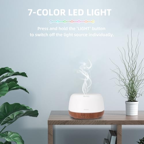 SEEDSEEL 300ML Essential Oil Diffuser, Mini Aromatherapy Diffuser with Remote Control, 7 Color Changing LED Light, 4 Timer for Bedroom, Room, Office - Image 7