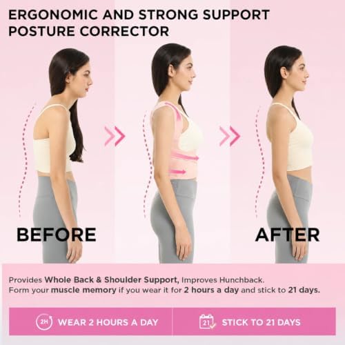 Vicorrect Posture Corrector for Women and Men: Adjustable Back Brace for Upper Back Support - Shoulder Neck Pain Relief - Lightweight Breathable Design - Image 3