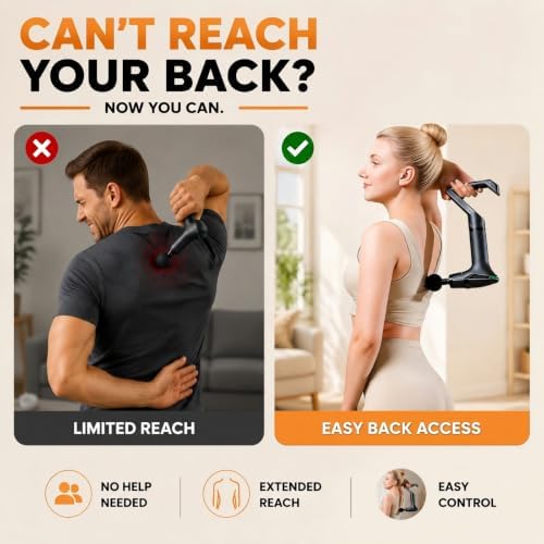 Massage Gun with Heat & Extension Handle, 12 Speeds, Detachable Design - Image 2