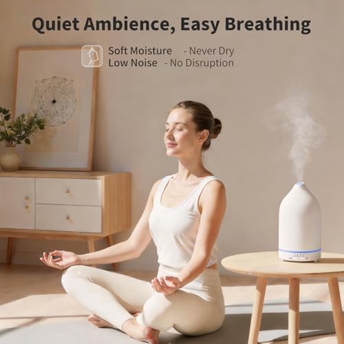 URPOWER 180mL Ceramic Essential Oil Diffuser Aromatherapy Diffuser for Home - Image 6