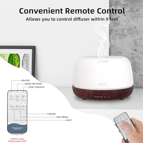 SEEDSEEL 300ML Essential Oil Diffuser,Aromatherapy Diffuser with Remote Control, 7-Color LED Light and 4 Timers,Quiet Auto-Off for Bedroom, Home,Office - Image 3