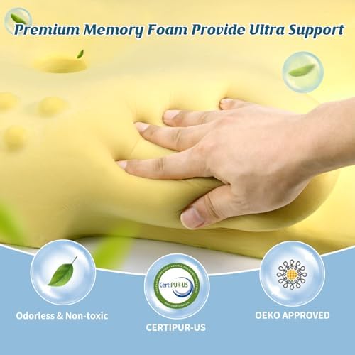 Cervical Neck Pillow for Pain Relief, Ergonomic Side Sleeper Pillow for Sleeping, Contour Orthopedic Memory Foam Pillows for Back & Stomach Sleepers with Pillowcase (Light Grey) - Image 5