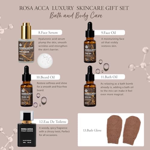 30 Pcs Men Sandalwood Facial Skin Care Set for Men, Father's Day Gifts, Beard Grooming Set, Bath & Body Gift Basket Set, Bath Bomb, Birthday, Valentines, Husband, Holiday, Christmas, Dad, Anniversary - Image 4