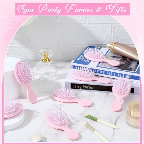 60 Pcs Pink Mini Hair Brushes Bulk for Women Pink Party Favors Soft Bristles Adds Shine Scalp Massage and Detangling Travel Hair Combing for Homeless Spa Party Favors - Image 4