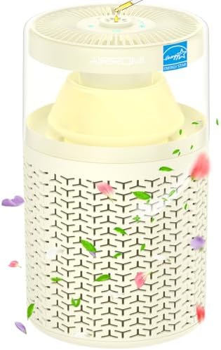 AIRROMI Pet Air Purifier for Home & Bedroom, HEPA Activated Carbon Filter, Removes Pet Dander & Odor, Allergies, Smoke, Hair, Night Light, Fragrance Sponge, Up to 658 ft², A2002 yellow by AIRROMI
