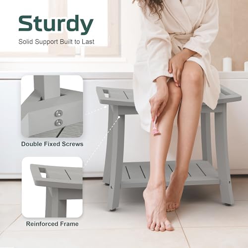 Waterproof HIPS Shower Bench for Inside Shower, Shower Stool, Grey - Image 5